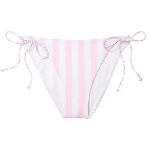 Victoria's Secret White and Pink Striped Womens Bikini Bottoms Size Medium - Picture 1 of 5
